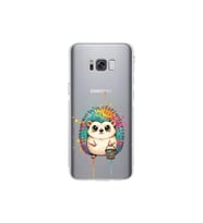 Samsung Galaxy S8 Plus ile Uyumlu Splash Kirpi Tasarımlı Şeffaf Silikon Kılıf