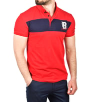 DeepSEA Erkek  Slim Fit Nefes Alan Pamuklu Kumaş Dar Kesim Kıvrılmaz Yaka Polo Yaka Tişört 2503019 (Kırmızı)
