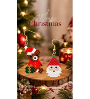 Miyuki Boncuk El Yapımı Ayıcık ve Noel Baba Küpe Yılbaşı Christmas Noel 1