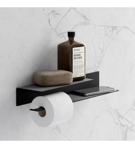 Dekoratif  Metal Raflı Banyo Wc Kağıt Rulo Peçetelik Tuvalet Banyo Peçete Askısı (Siyah)