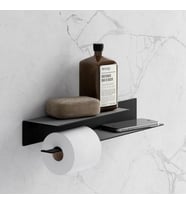 Dekoratif  Metal Raflı Banyo Wc Kağıt Rulo Peçetelik Tuvalet Banyo Peçete Askısı (Siyah)