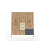 Hyperion Dolap 12 Raflı 2 Çekmeceli Tek Askılı 220x44x243 Aytaşı-Çam/Antrasit