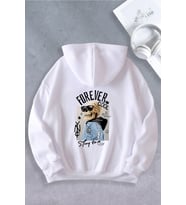 Nevermind Unisex Kadın Erkek Forever Cool Oversize Sweatshirt (Beyaz)