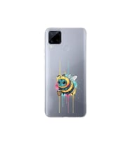Realme C15 ile uyumlu Splash arı tasarımlı şeffaf silikon kılıf