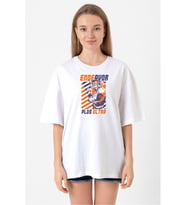 My Hero Academia Anime Endeavor Plus Ultra Beyaz Kadın Oversize Tshirt
