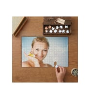 Mavi Gözlü Sarışın Kadın Tasarımı 240 parça Ahşap Puzzle Ahşap Kutuda MP00611