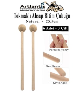 Tokmaklı Ahşap Ritim Çubuğu 6 Adet 3 Çift Okul Öncesi Eğitici Anaokulu Ritim Tokmağı Çubukları Çocuk Etkinlik Perkusyon Müzik Aleti 