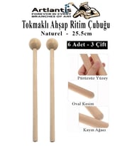 Tokmaklı Ahşap Ritim Çubuğu 6 Adet 3 Çift Okul Öncesi Eğitici Anaokulu Ritim Tokmağı Çubukları Çocuk Etkinlik Perkusyon Müzik Aleti  (Naturel)