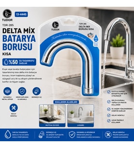 Kuğu Evye - Lavabo Kısa Delta Mix Batarya Borusu Krom Kaplama - Vakumlu - Süzgeçli Uç