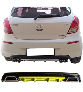 Hyundai i20 Sarı Difüzör Çiftli Kare Egzoz Görünümlü D Tip Difizör