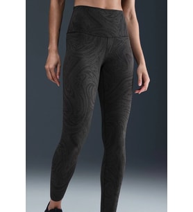 Nike Zenvy High Waisted 7/8 Leggings Kadın Lazer Kesim Baskılı Antrenman Taytı Siyah