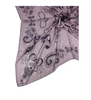 Mısırlı Eşarpları Mısırlı Eşarp Alize Krep Etnik Desenli Eşarp 140x140 Cm (Gri-Mor)