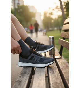 Enoch Erkek Siyah Akıllı Bağcıklı Yürüyüş Ayakkabısı - Bağcık Bağlamasız Pratik Sneaker