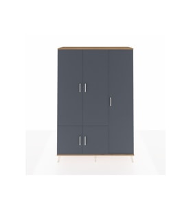Hyperion Dolap 7 Raflı 5 Kapaklı Tek Askılı 132x44x195 Çam-Antrasit/Aytaşı