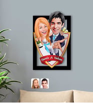 BK Gift Kişiye Özel İsimli Evleniyoruz Karikatürlü 3D Ahşap Tablo-4