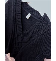 El Yapımı Önü Desenli Erkek Süveter, Hediyelik Çeyizlik Erkek Süveteri , Kemzey Handmade Örgü Giyim (Siyah)