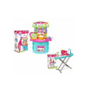 Barbie 2 Li Set - Şef Oyuncak Mutfak Seti + Ütü Seti Eğitici Erkek Kız Çocuk Oyuncakları