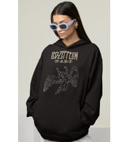 Led Zeppelin Rock Metal Müzik Grubu Baskılı Unisex Oversize Hoodie