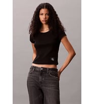 Calvin Klein Kadın Etiketli Fitilli Kısa Siyah  Crop LV047C200G-UB1
