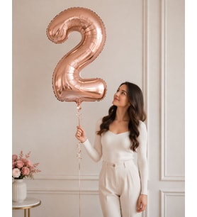 100 cm Rose Gold 2 Rakamlı Helyumlu Folyo Balon