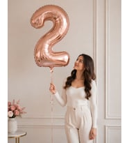 100 cm Rose Gold 2 Rakamlı Helyumlu Folyo Balon