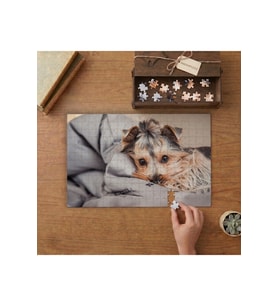 Sevimli Yatan Köpek Tasarımı 240 parça Ahşap Puzzle Ahşap Kutuda MP02715