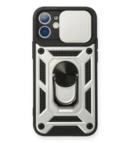 Newface Apple iPhone 12 Mini Kılıf Pars Lens Yüzüklü Silikon - Gümüş
