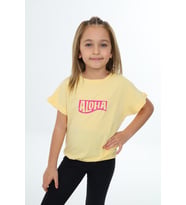Toontoy Kız Çocuk Aloha  Baskılı Tişört (Sarı)