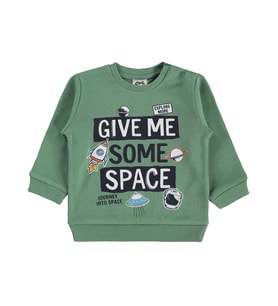 Civil Baby Give Me Yazı Baskılı 6-18 Ay Sweatshirt - Fil Dişi 18-24 Ay (Haki)