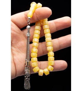 Tekerlek Kesim 7x10mm Bilek Boy Beyrut Damla Kehribarı Tesbih (Çok Renkli)