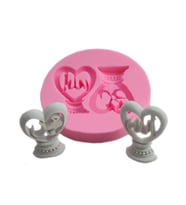 Allah Muhammed Lafsı Silikon Kalıp Kalp 6X4.5 CM