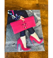 ZİRKON TAŞLI PEMBE ÇANTALI KIZ ARMA DİKİŞ APLİKE 23X19 CM