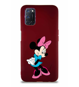 Oppo A72 Soft Premier Kapak Minnie Mouse-F Tasarımlı Silikon Kılıf - Mürdüm (Şeffaf)