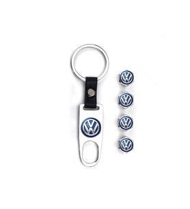 Volkswagen Caddy 2004-2010 Metal Sibop Kapağı ve Anahtarlık Krom-Mavi