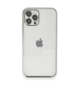 iPhone 12 Pro Max Kılıf Kamera Korumalı Lensli Silikon - Gümüş