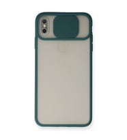 Apple İphone X Kılıf Palm Buzlu Kamera Sürgülü Silikon - Yeşil