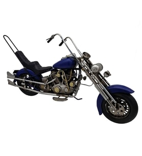 Blue Sky Long Chopper Metal Dekoratif Motosiklet - Büyük Boy