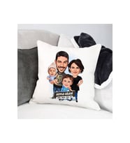 2 Çocuklu Aile Karikatürlü Yastık