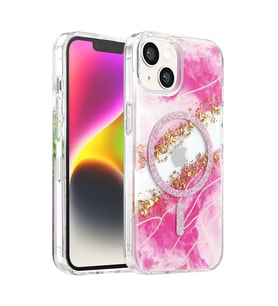 İphone 15 Lotus Simli Kapak - Pembe