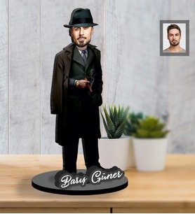 Kişiye Özel Babalar Günü Godfather Baba Karikatürlü İki Katmanlı Ahşap Biblo Model-5-2