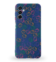 Samsung Galaxy A04s Uyumlu Lansman Kılıf Hello Kitty Tasarımlı İçi Kadife Kapak-Lacivert (Şeffaf)
