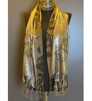 SİM VARAKLI TASARIM BRONZ KAHVERENGİ FULAR ŞAL 160X55 CM