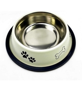 Playfull Renkli Desenli Kedi Köpek Çelik Mama Kabı 24 Oz (Beyaz)