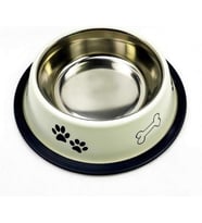 Playfull Renkli Desenli Kedi Köpek Çelik Mama Kabı 24 Oz (Beyaz)