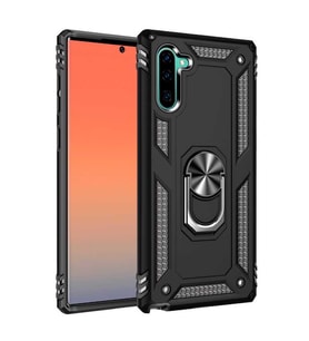 Samsung Galaxy Note 10 Kılıf Metal For Car Yüzüklü Standlı Military Ring Serisi (Siyah)