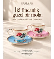 Güllü Pembe Mavi 2li Kahve Fincanı