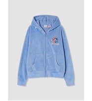 LCW Kids Mavi Stitch Lisanslı Kız Çocuk Fermuarlı Polar Sweatshirt