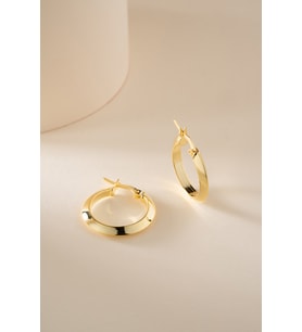 925 Ayar Gümüş Gold Kaplama 20 mm Halka Model Şarnel Halka Küpe