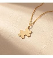 Kişiye Özel Minimal Puzzle Parçası Kolye 925K Gümüş (Gold)