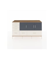 Kronos Konsol 4 Raflı 6 Çekmeceli 3 Kapaklı 176x59x99 Çam-Antrasit/Aytaşı